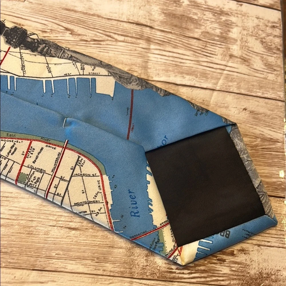 New York City MP NYC Statue of Liberty Unique Map Print Tie